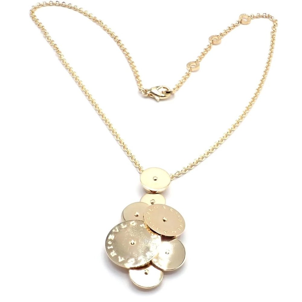 Authentic! Bulgari Bvlgari Cicladi 18k Yellow Gold Large Pendant Link Necklace